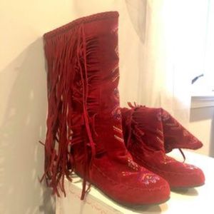 Red Moccasin Style Boot